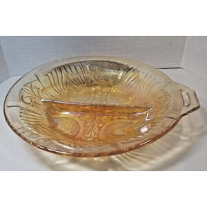 Vintage Depression Carnival Glass Marigold Candy Dish Granny Core